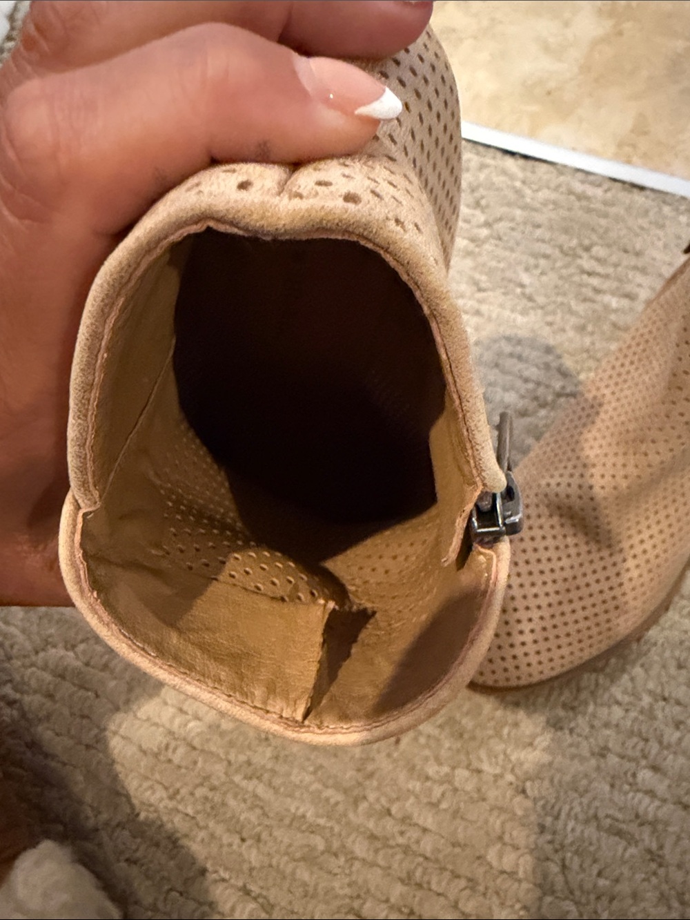 Lucky Brand Beige Perforated Ankle Boot with Side Zip - Women - Picture 11 of 11
